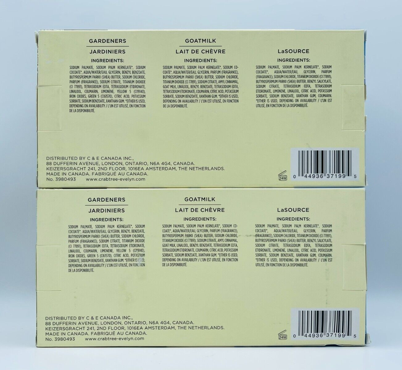2x Crabtree & Evelyn LA SOURCE GOATMILK GARDENERS Bar Soap 6.5oz Each READ DESCR