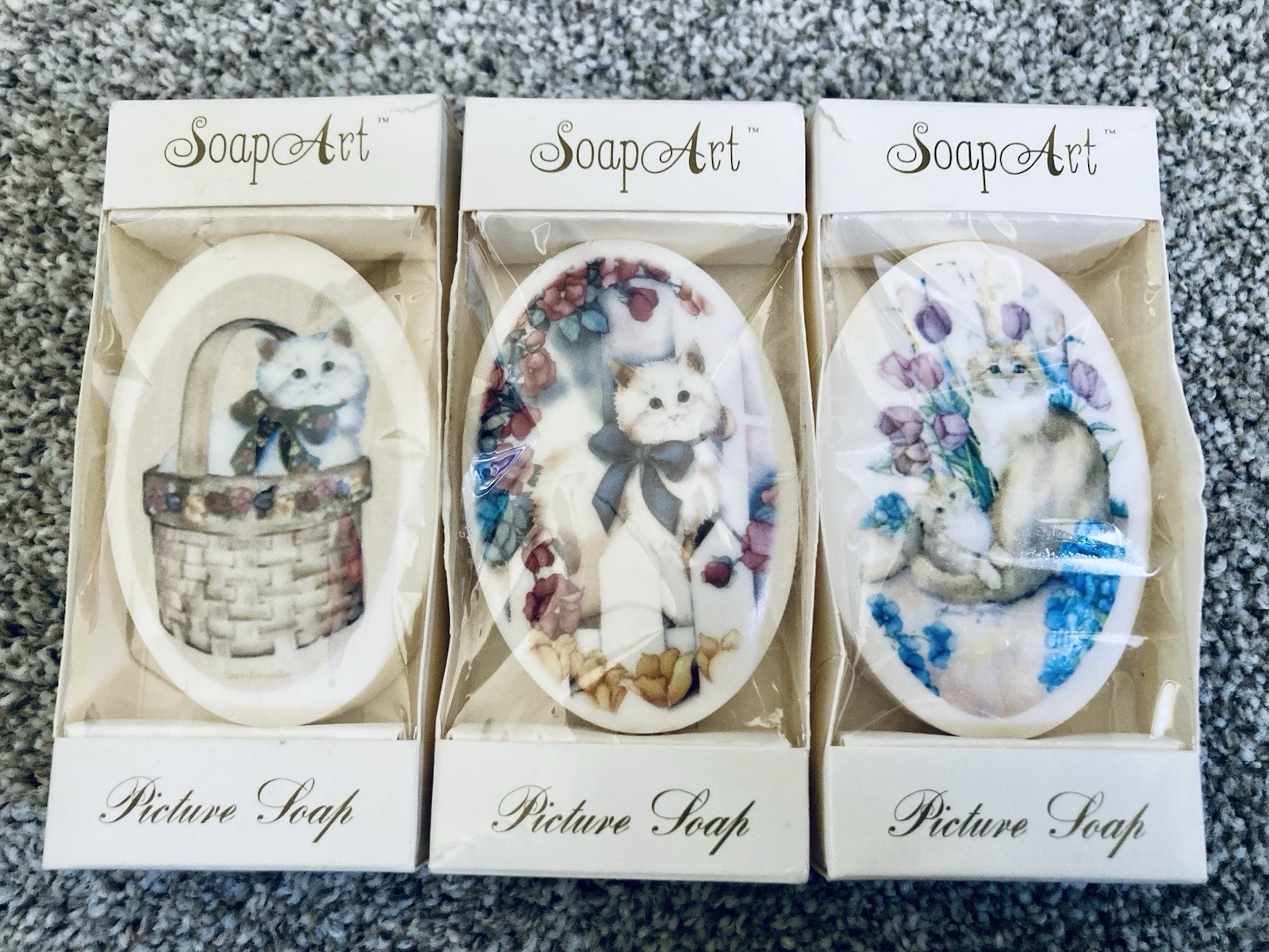 Vintage Soap Art Picture Soap Cat Designed Lot Of 5 NEW IN BOX