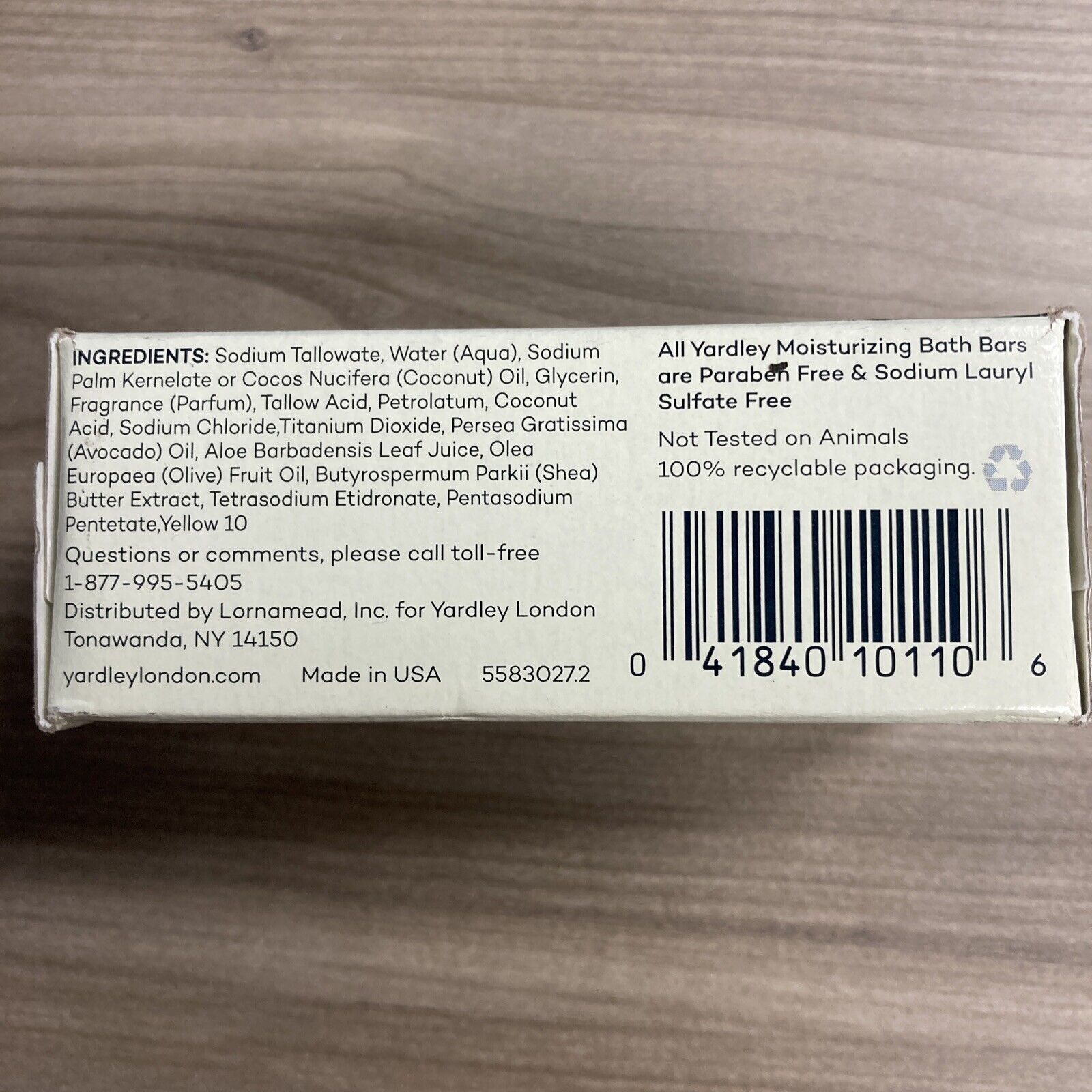 Yardley London Soap Moisturizing Bar Fresh Aloe Avocado Essence 4.25 oz