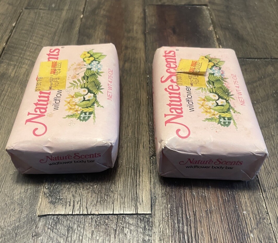 Set Of 2 Vintage Nature Scents Wildflower 4.75 Oz Soap Bars *New Old Stock /NOS*