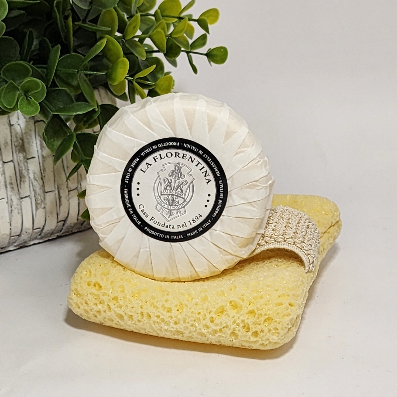 La Florentina Citron Acacia Soap & Sponge SET by Saponerie Mario Fissi
