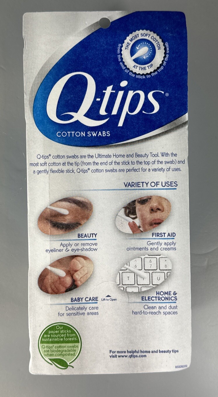 Q-Tips Cotton Swabs, 625 Ct 100% pure cotton