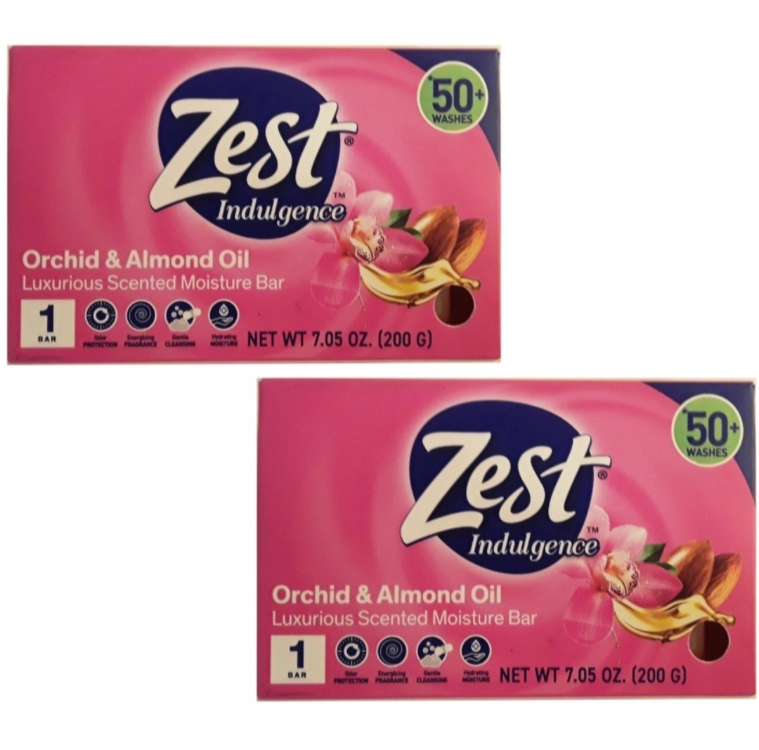 NEW! ZEST (2-BARS) 7.05 Oz. (200g) Bar ●ORCHID & ALMOND OIL● Moisture Bar🫧.