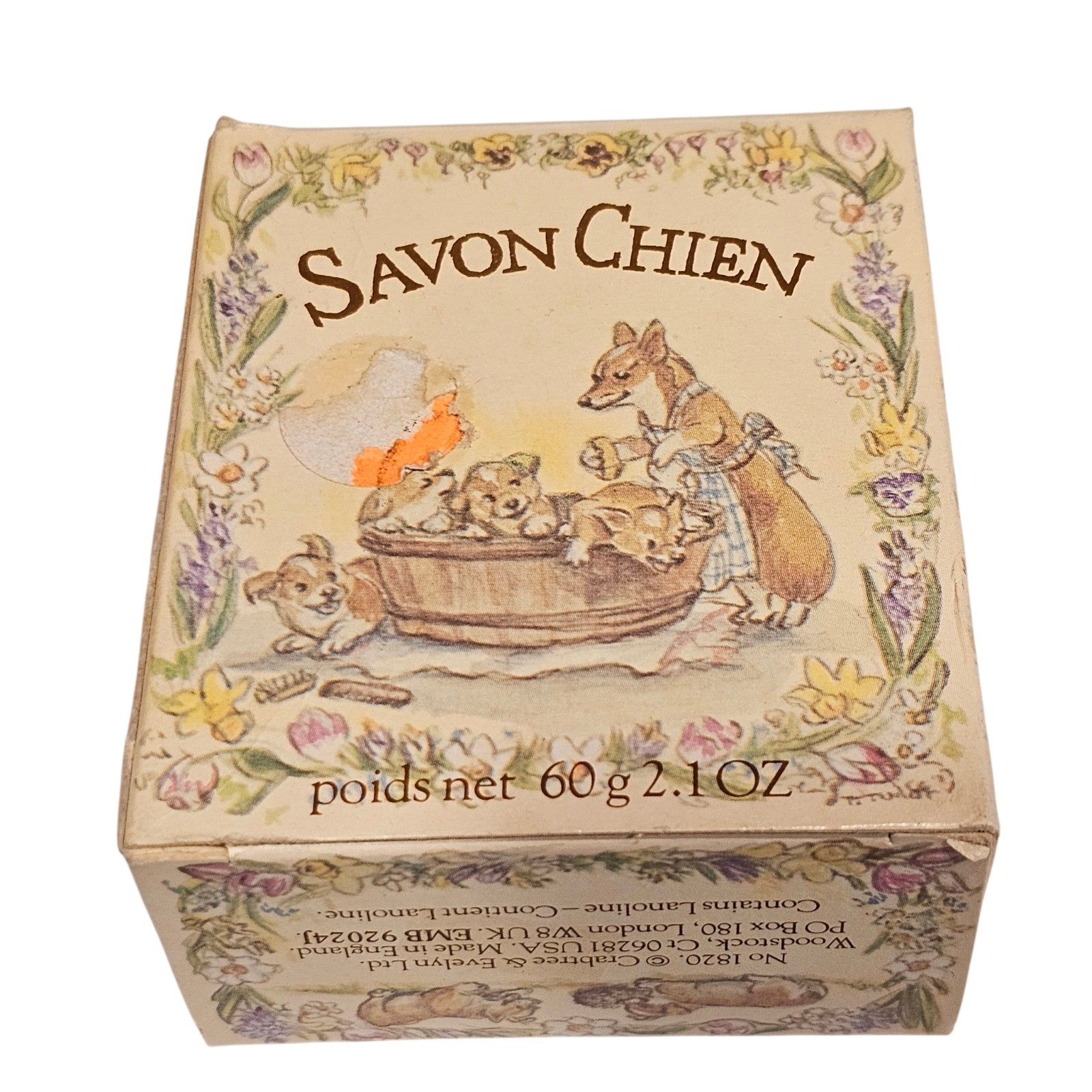 Vintage Crabtree & Evelyn Dog Corgi Soap -London England Illustrated Box