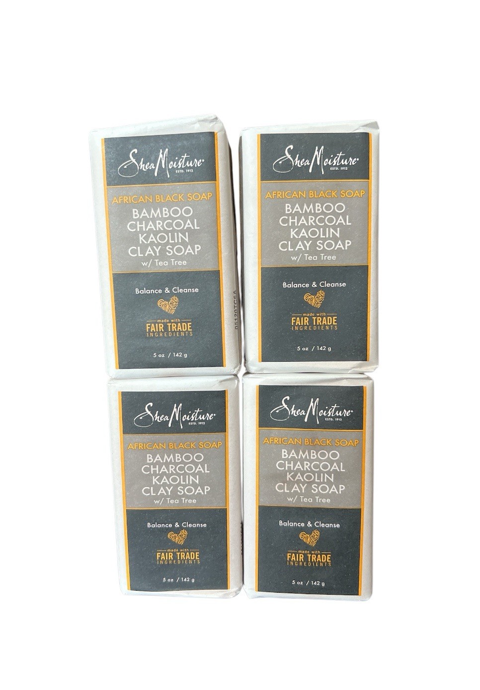 Shea Moisture African Black Soap Bamboo Charcoal Kaolin Clay Soap 5 Oz (4 New)