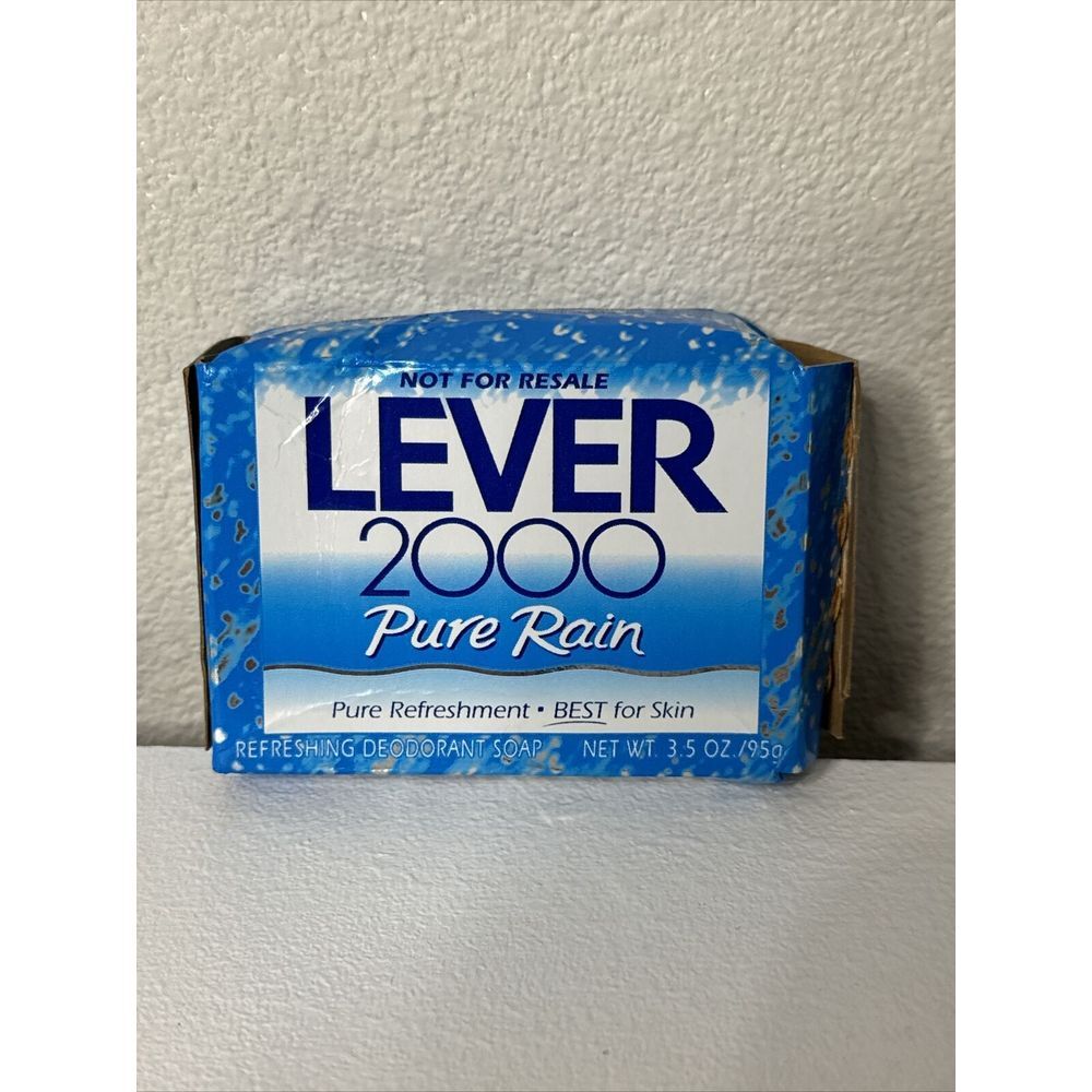 Vintage 1997 Lever 2000 Pure Rain 3.5 Oz Refreshing Deodorant Bar Soap