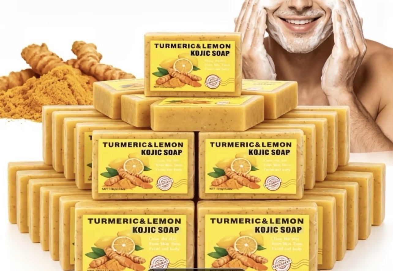 Handmade Turmeric Kojic Soap Lemon Scent Rectangular Bar Multipack 100g