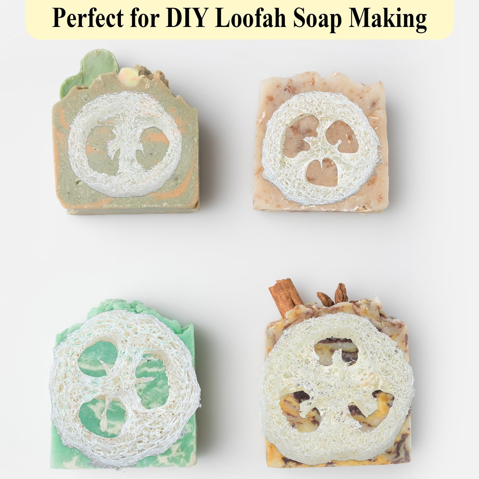 120 Pcs Natural Loofah Slices – Organic Exfoliating Sponge for Soap Making & Bat