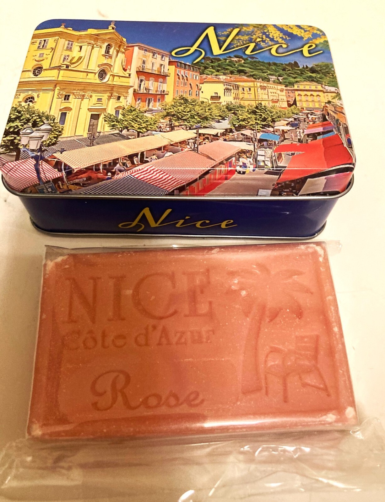 Artisinal French Milled Soap Nice Cote D’azur Souvenir Floral Rose Scent in Tin