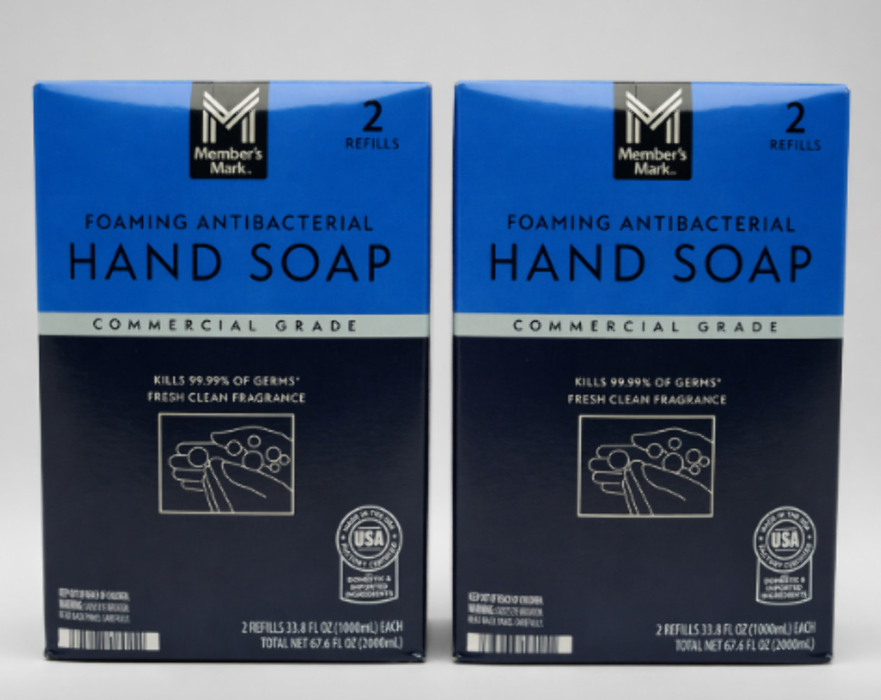 2x Member’s Mark Antibacterial Foaming Hand Soap, 33.8 Fluid Ounce (Pack of 2)