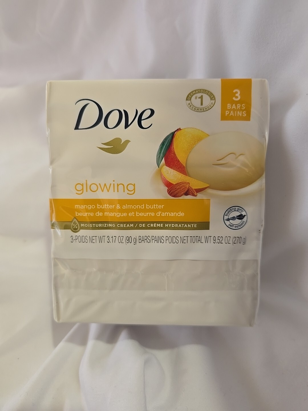 Dove Glowing Gentle 3 Bars Soap Mango/Almond Butter ~ 3.17 oz New Sealed