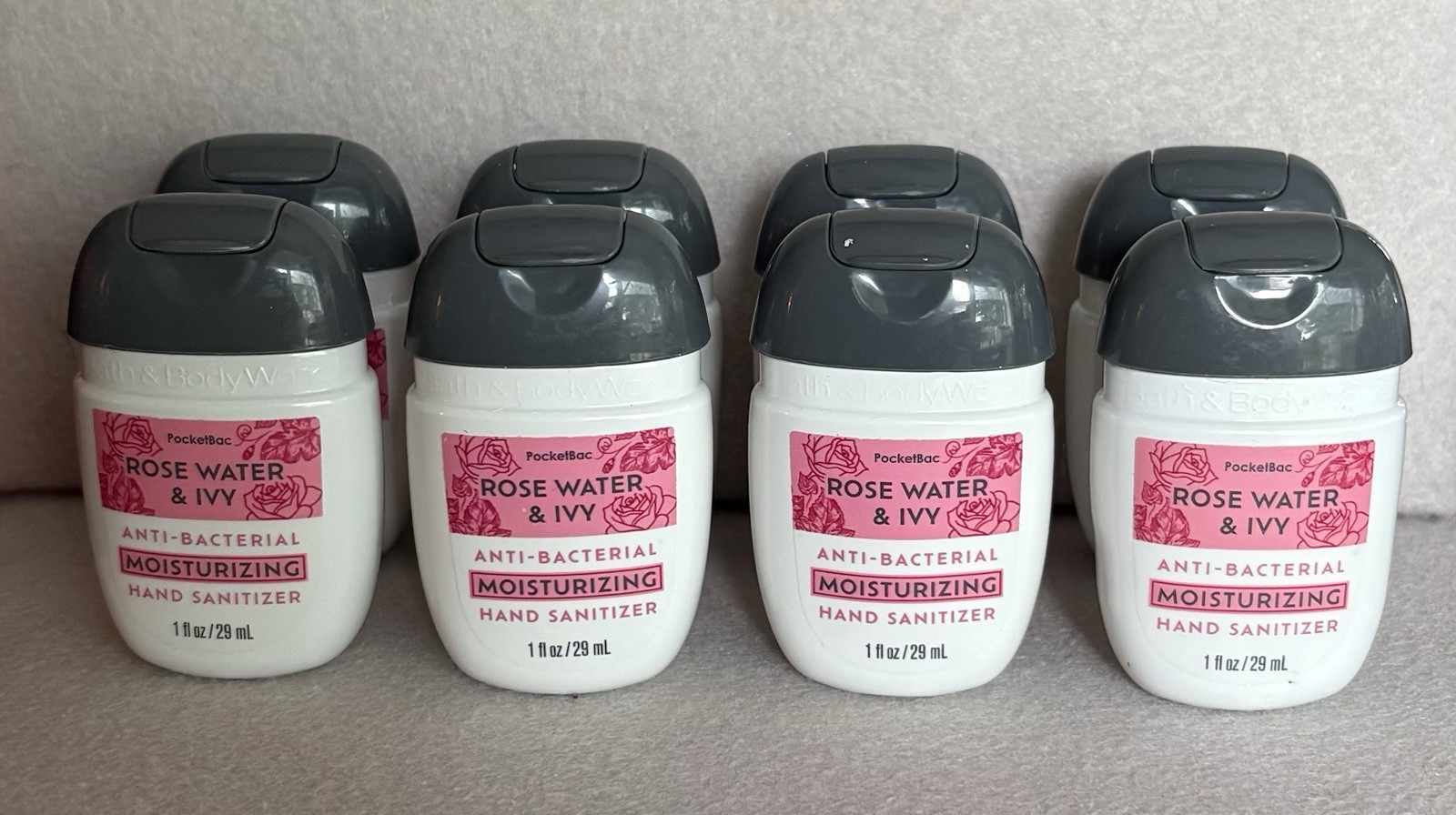 8-Pack Bath & Body Works ROSE WATER IVY Pocketbac AntiBac Hand Sanitizer Gel