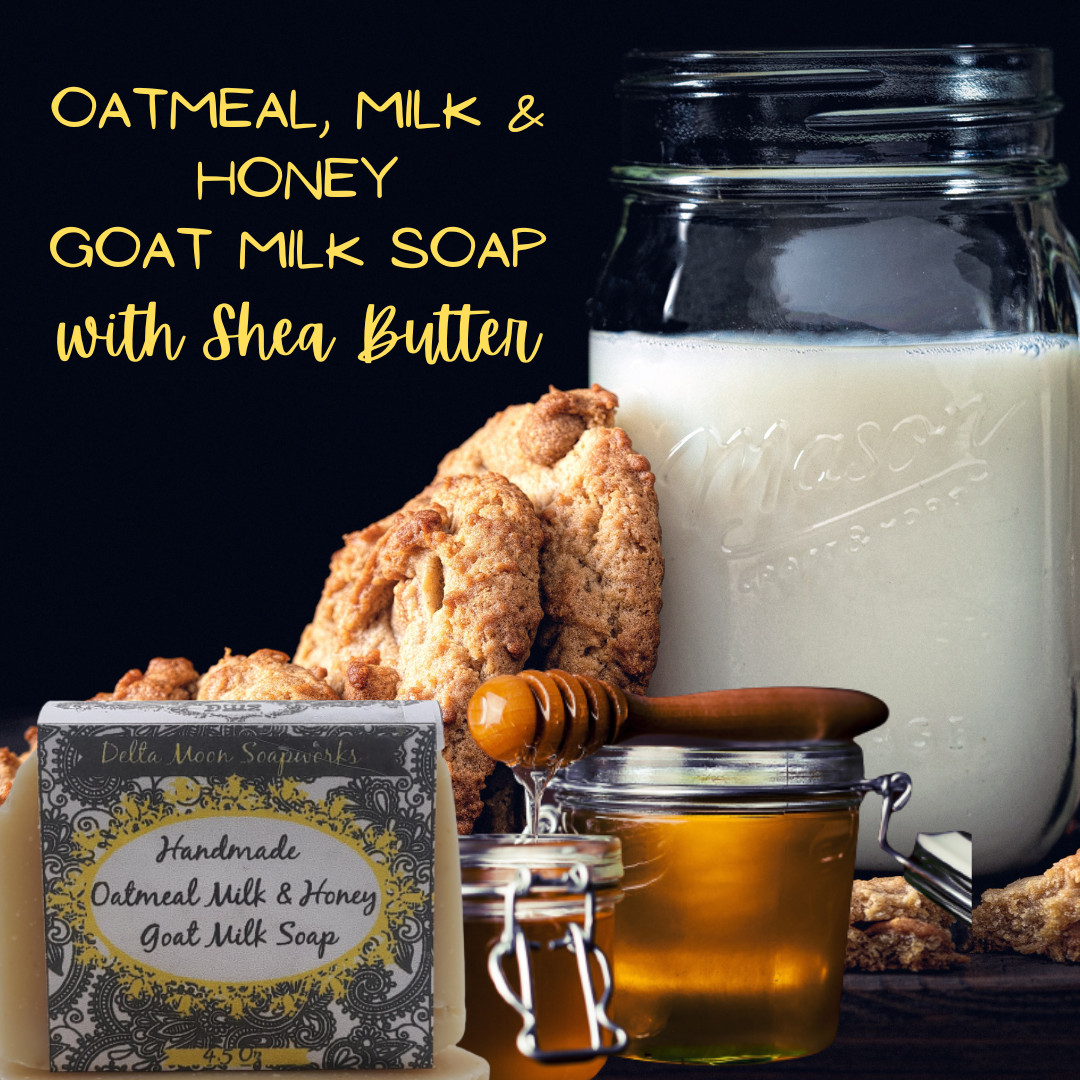 Handmade Oatmeal, Milk & Honey Goat Milk Soap, Oatmeal, + samples, ships fast