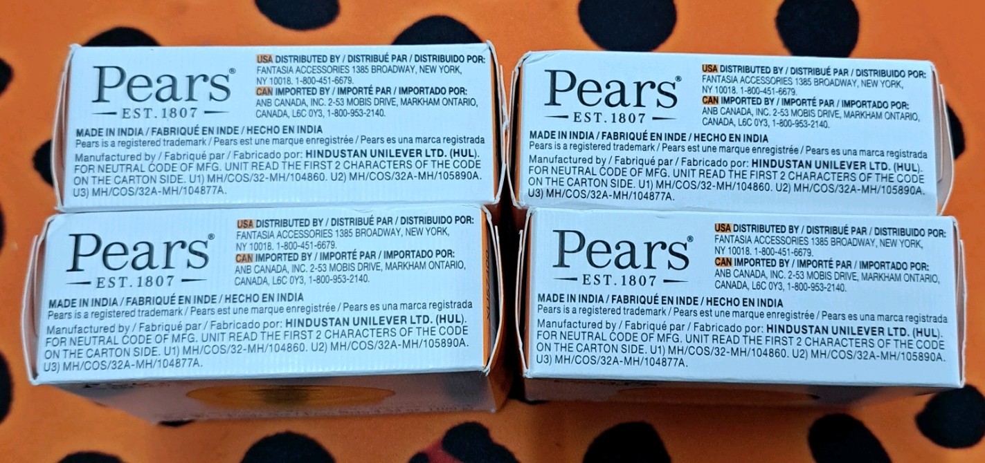 lot of (4) Pears Transparent Glycerin Bar Soap 3.53 Oz Each ORANGE COLOR