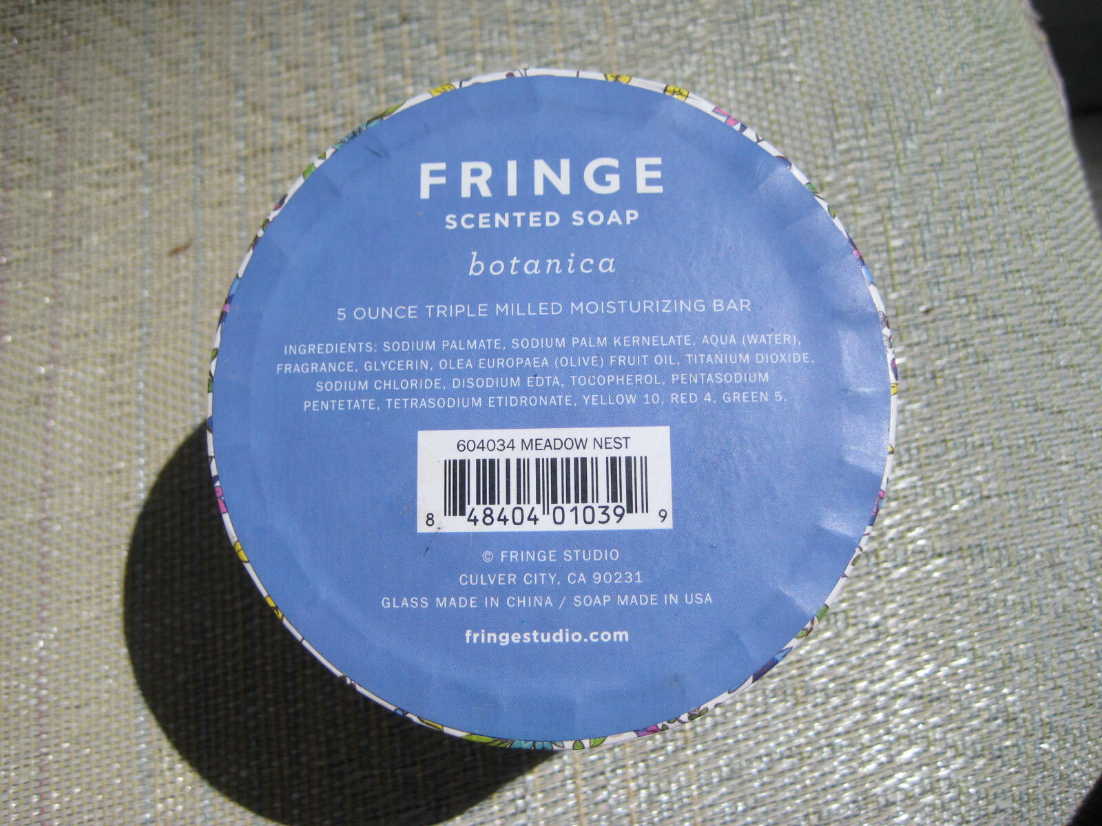 Vintage Fringe Studio Scented 5 oz Bar in Glass Topped Trinket Box Soap USA Made