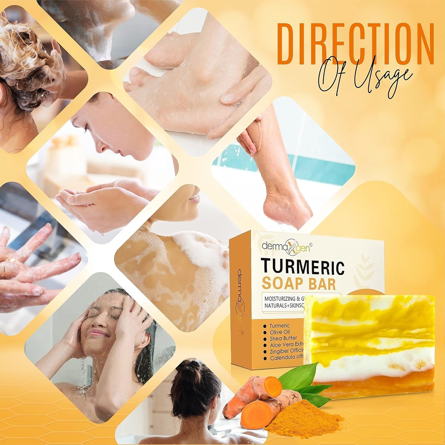 Organic Turmeric Soap Bar | Pure Natural Handcrafted Skincare, Face & Body Clean