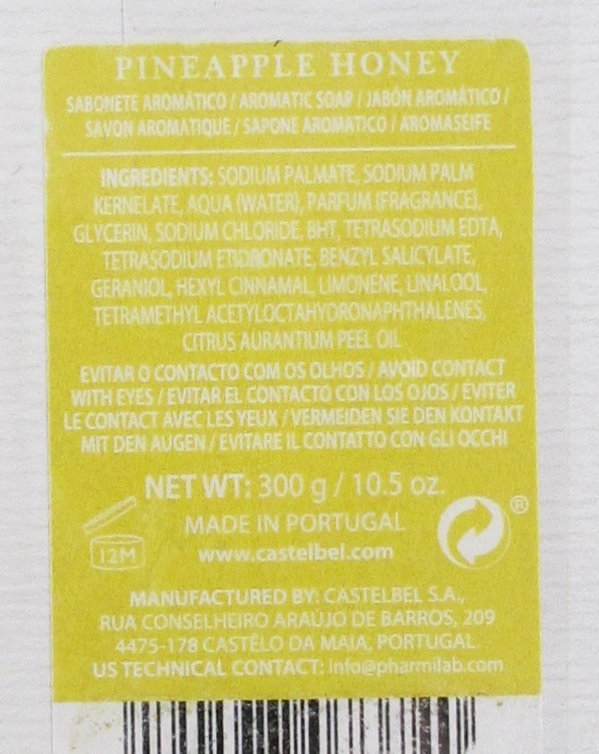 Castelbel LTD Editions Luxury Bath Bar Soap Pineapple & Honey Scented 10.5oz
