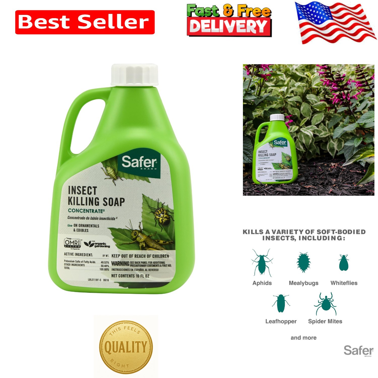 Organic 16oz Insecticidal Soap Concentrate – Effective Pest Control for Plants