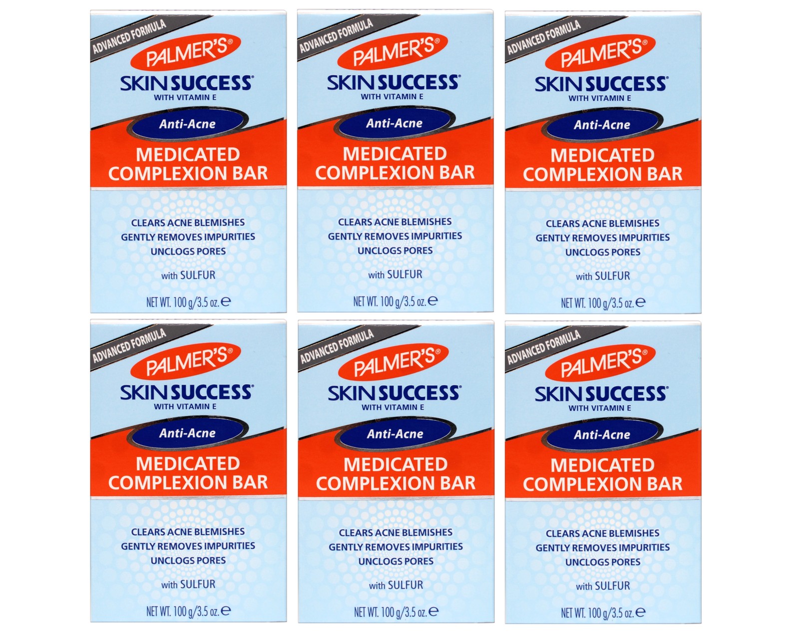 Palmers Skin Success Anti-Acne Medicated Complexion Bar Sulfur 3.5 oz 6 Pack