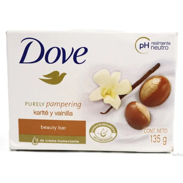 DOVE SHEA BUTTER VANILLA BEAUTY BAR SOAP CLEANSING MOISTURE135G 4.75 OZ PK 16