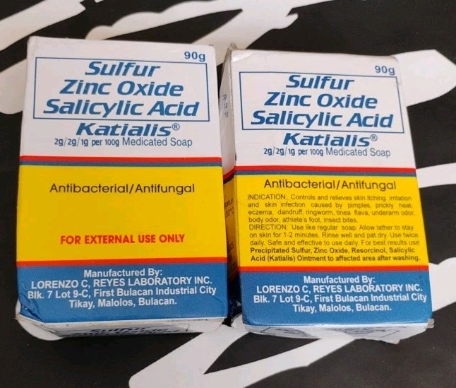 KATIALIS SOAP Pack of 2 Sulfur Zinc Oxide Salicylic Acid Anti Fungal Anti NIB