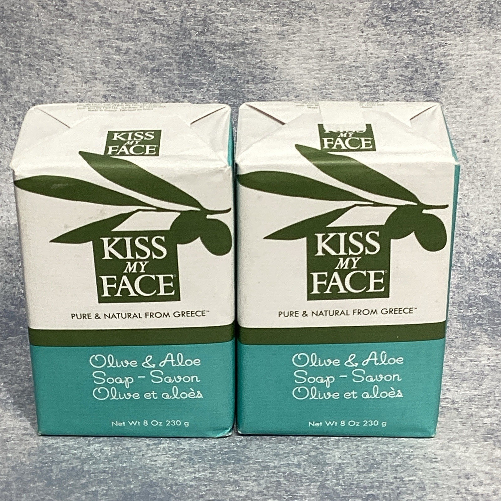 TWO New Kiss My Face Olive & Aloe Soap Bars Cruelty Free Vegan 8 oz ea