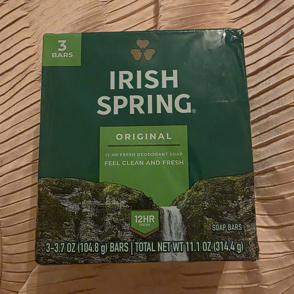 Irish Spring Original Deodorant Soap Bars, 3-Pack, Total Net Wt 11.1 oz