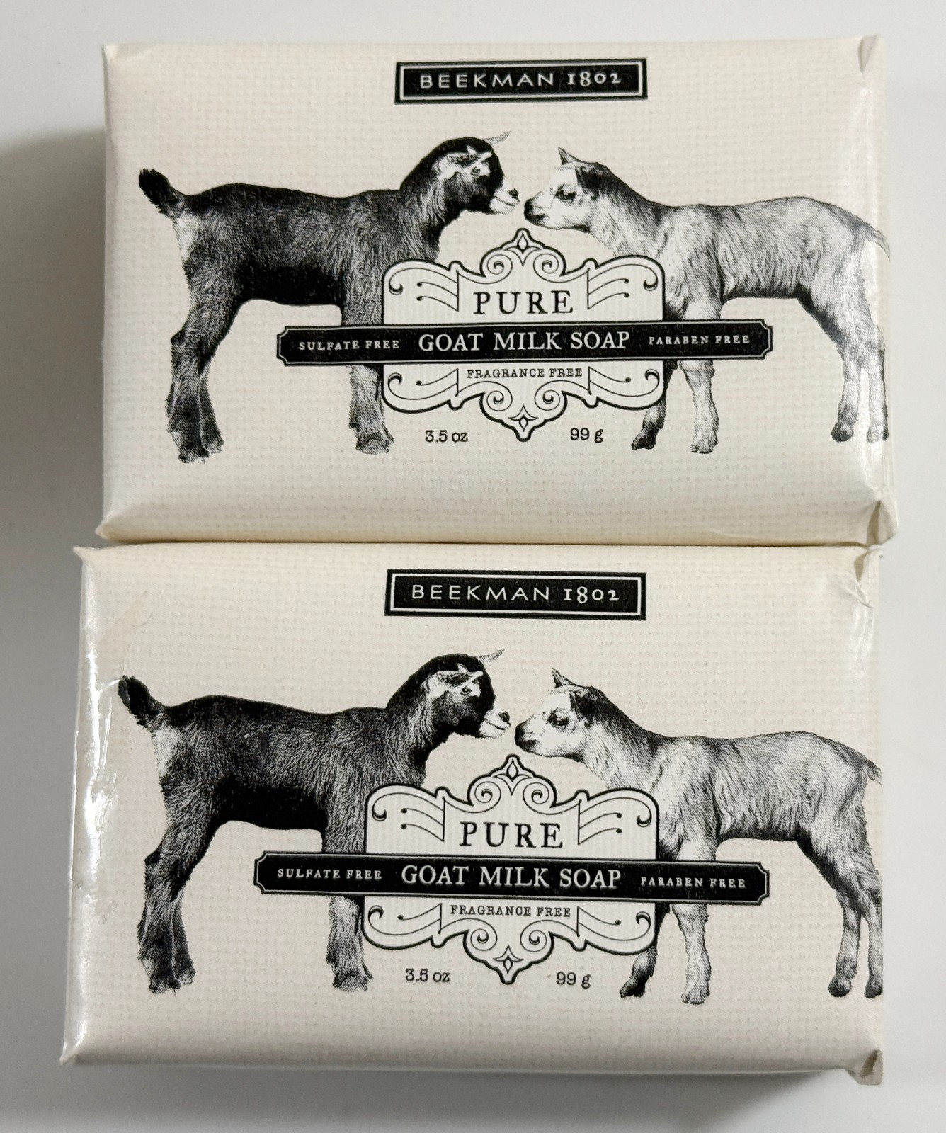 Beekman 1802 PURE Palm Size Bar Soap 3.5oz Goat Milk Unscented 2 BARS