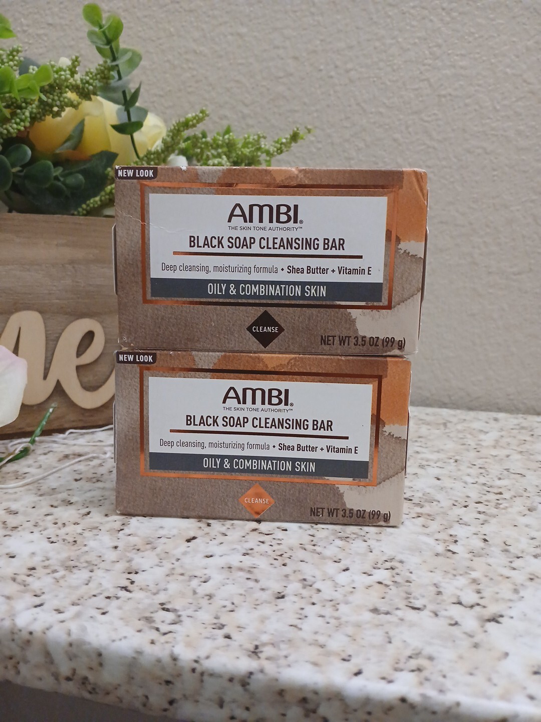 Pack of 2) .AMBI Skin Care Soap Black soap With Shea Batter 3.5 oz FREE SHIPPING