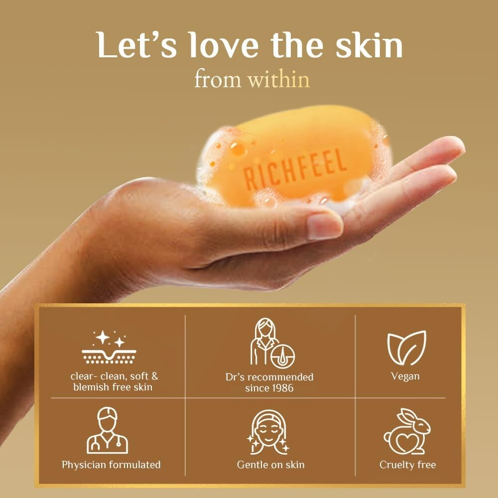 Richfeel Calendula Anti Acne Bath Soap Acne Blemishes Skin Prone 75g Pack Of 6