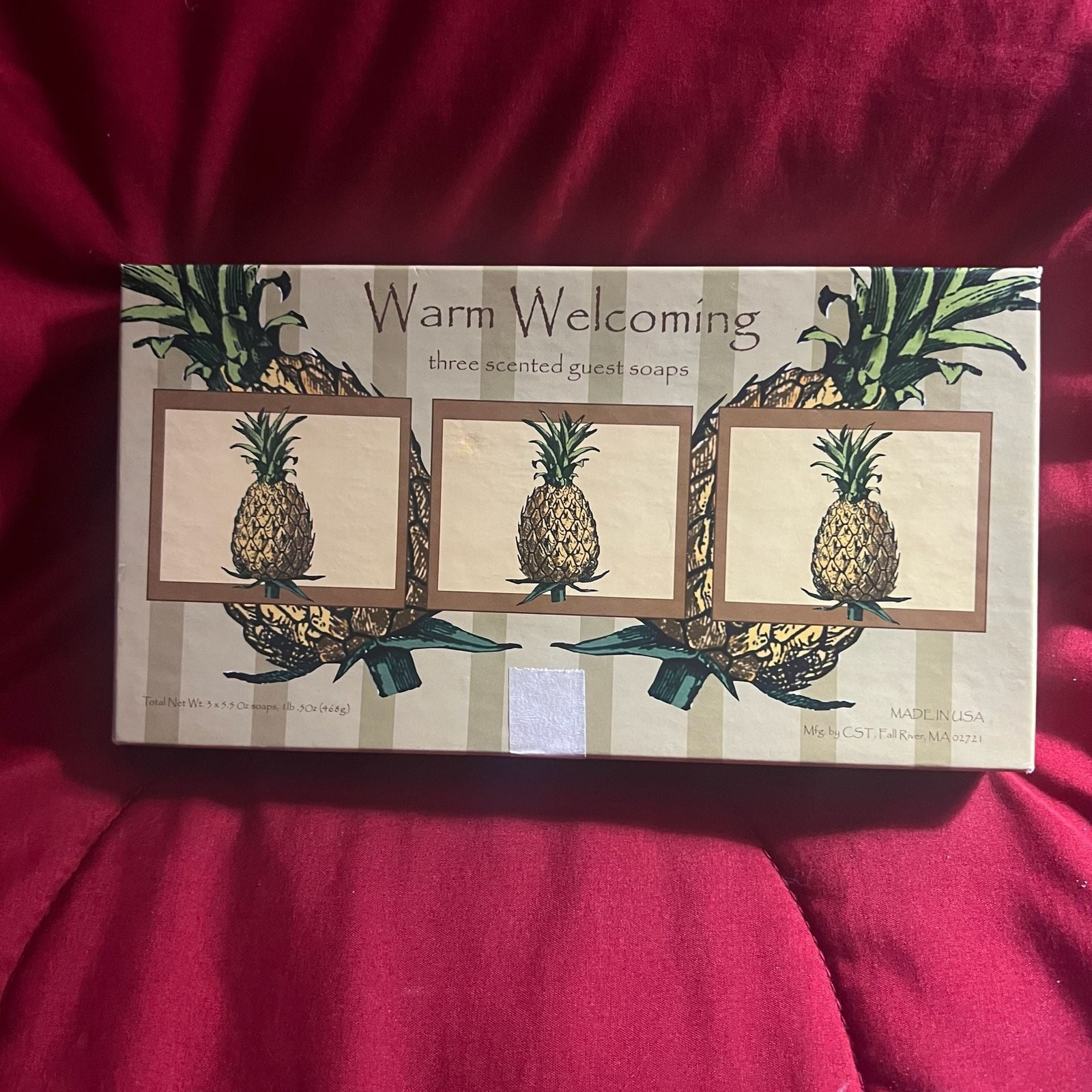 Warm Welcoming Three Scented Pineapple Guest Soaps Box Set Sealed in Box