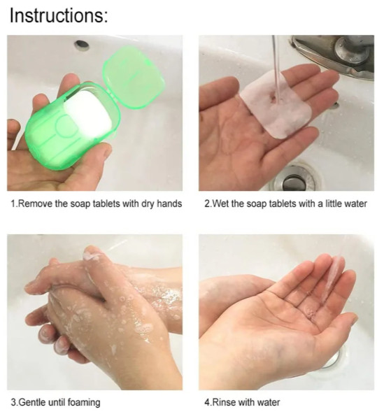 5-Travel Colorful Soap Sheets–Disposable Paper for Camping & Travel or on the Go