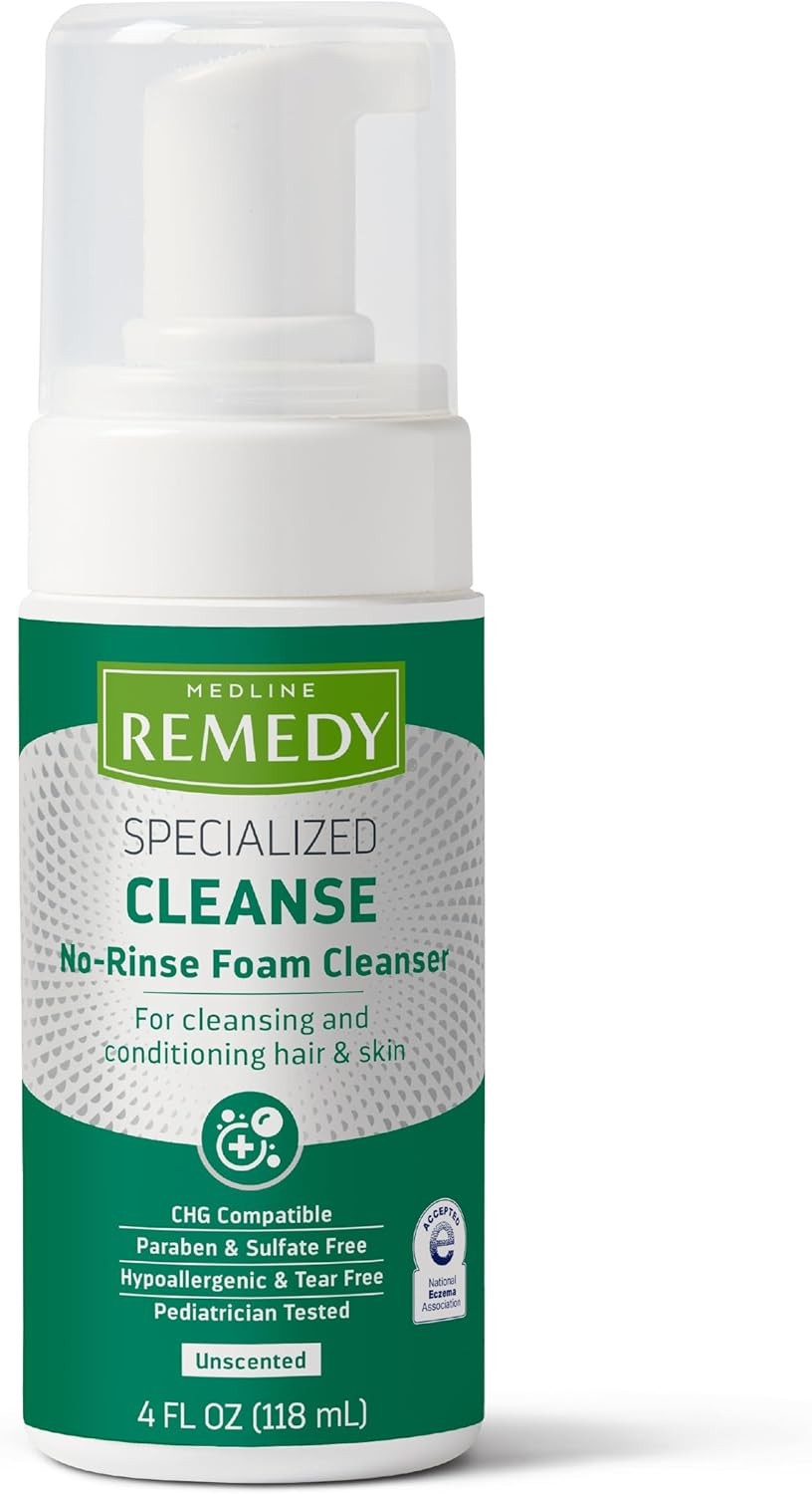 Remedy Specialized No-Rinse Foam Cleanser (4 oz), Unscented, Body Wash,