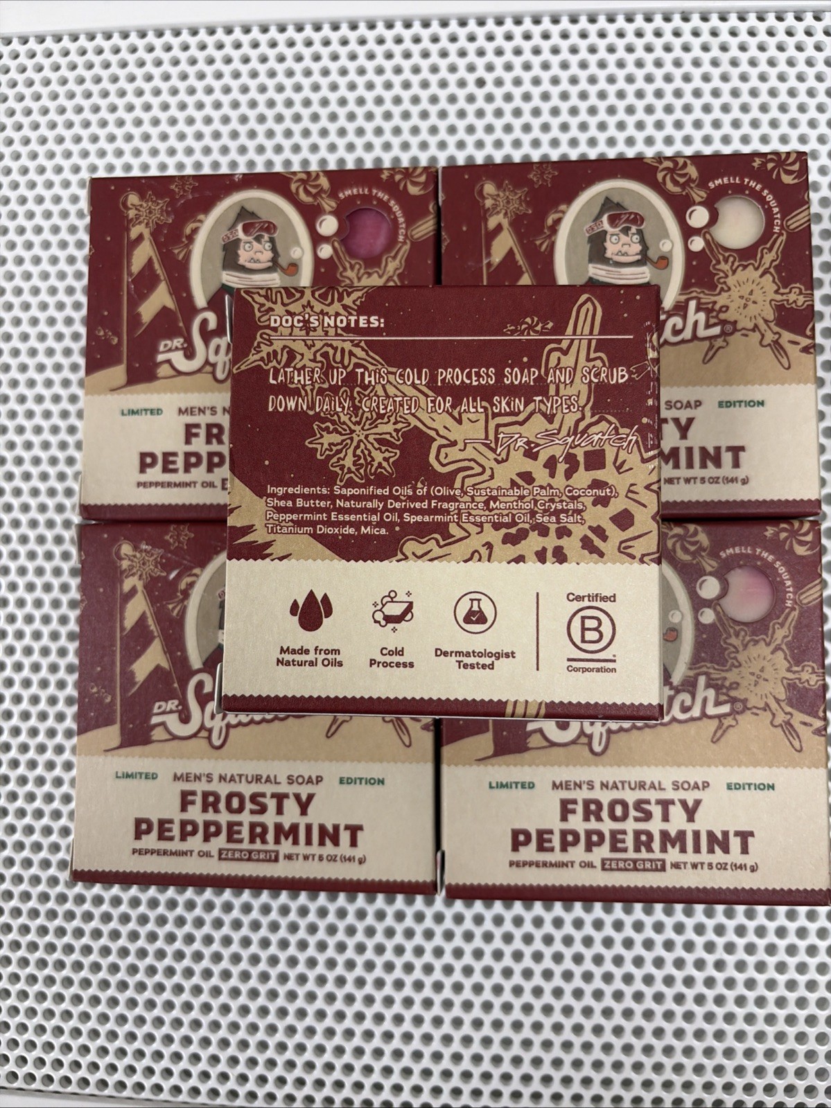 Dr. Squatch Limited Edition Frosty Peppermint Bars Men’s Natural Soap Lot of 5