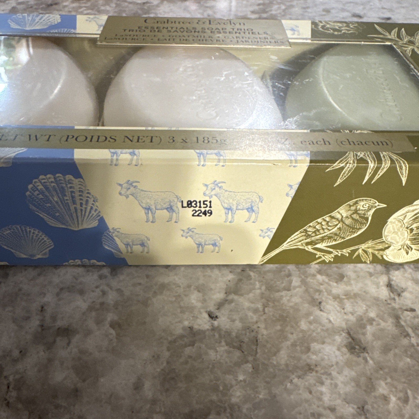 Crabtree & Evelyn Essentials Soap Trio-LaSource Goatmilk Gardener Box 6.5Oz Each
