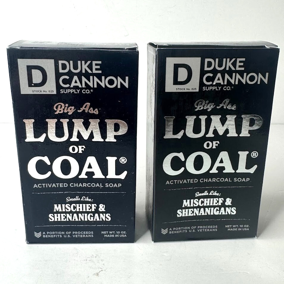 Lot of 2 Duke Cannon Big Ass Lump Of Coal Charcoal Soap – 10oz Each