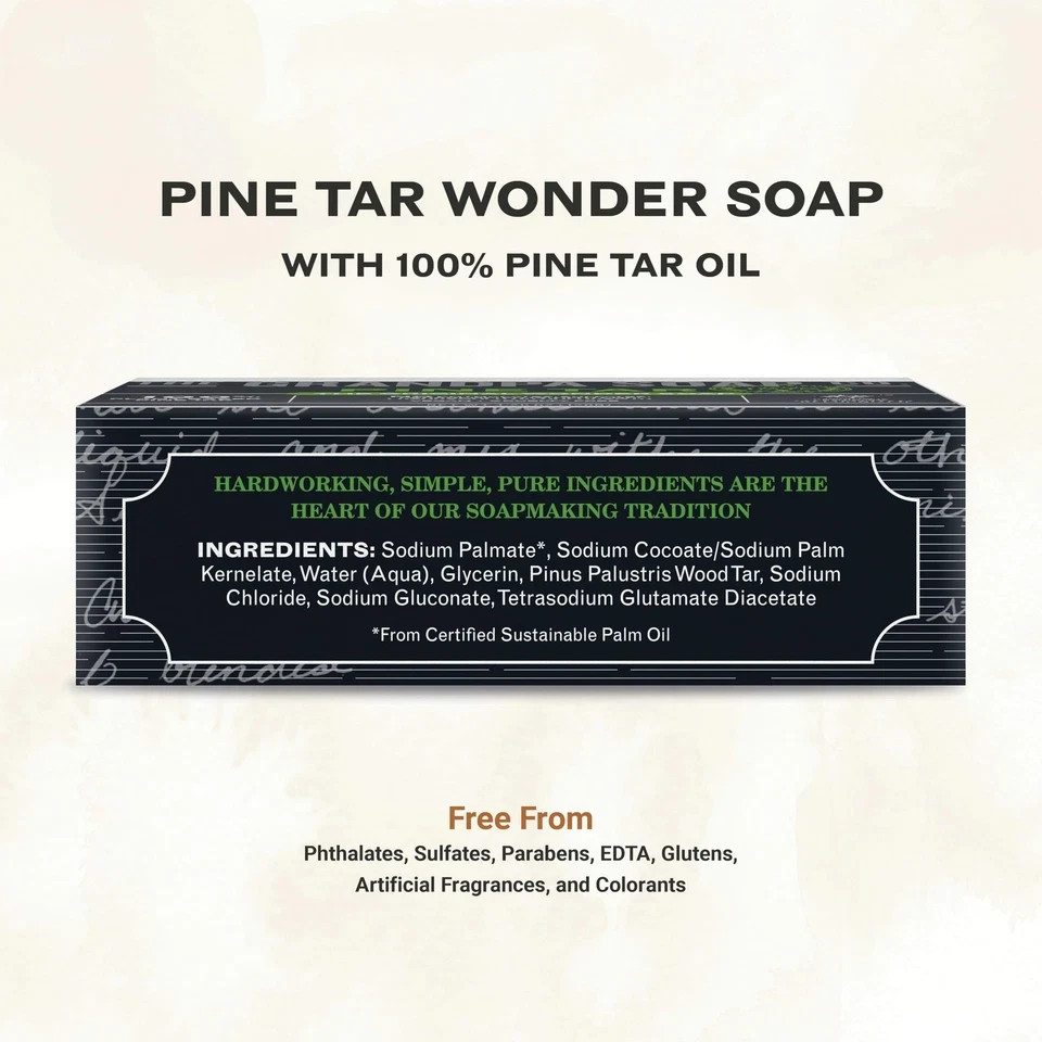 Grandpa Soap Pine Tar 4.25oz Men Dermatologist Tested Sensitive Skin (8 Pack)