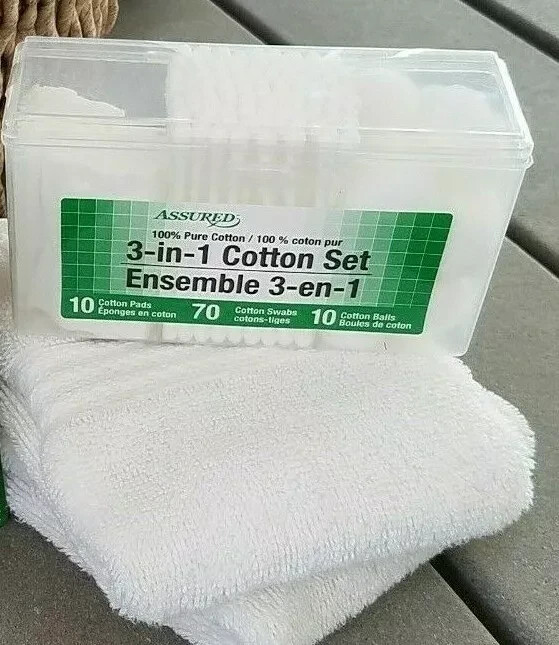 TRAVEL Storage Makeup First Aid qty of “3-in-1 ” Cotton Balls Pads & Swabs