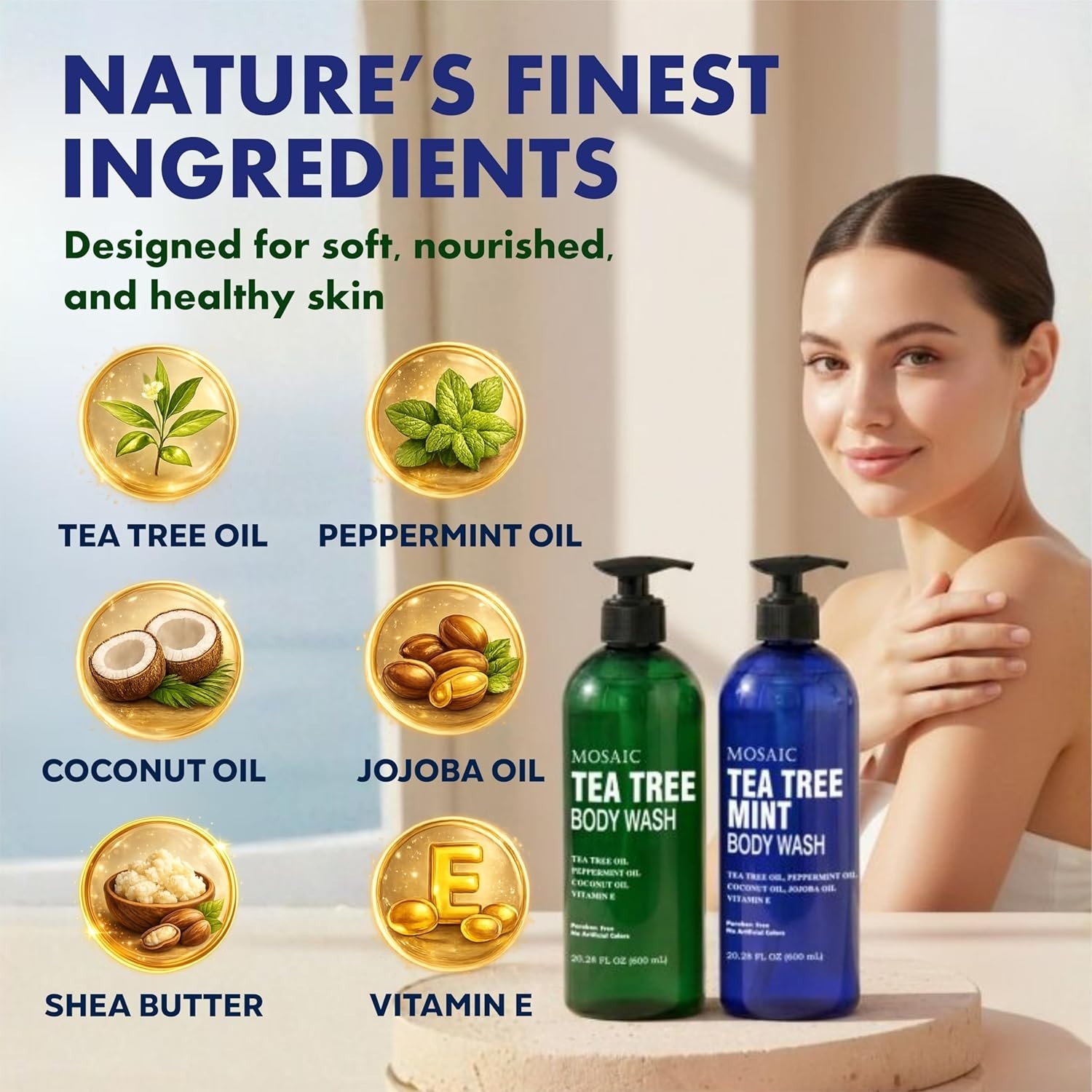 AnatoliaDaphne Tea Tree Body Wash 20.2oz Vitamin E Shower Gel NEW (Pack of 2)