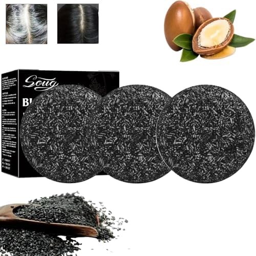 3PCS Gray Hair Reverse Bar Soap,Gray Hair Bar Shampoo,Herbal Mane Gray for Men &