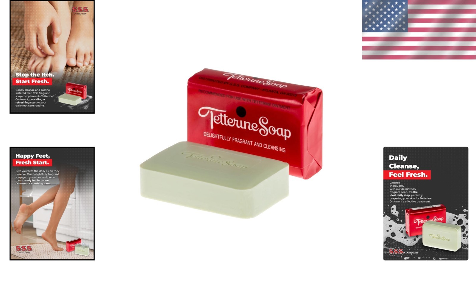 Tetterine Palm-Based Antifungal Soap Bar – Daily Foot & Body Wash for Irritation