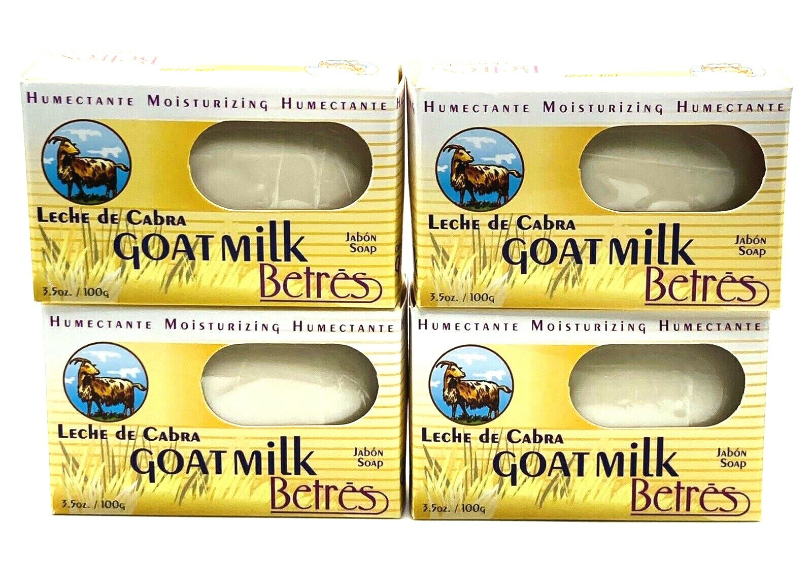 4x Betres Goat Milk Bar Soap Moisturizing Cleansing. Jabon Leche de Cabra