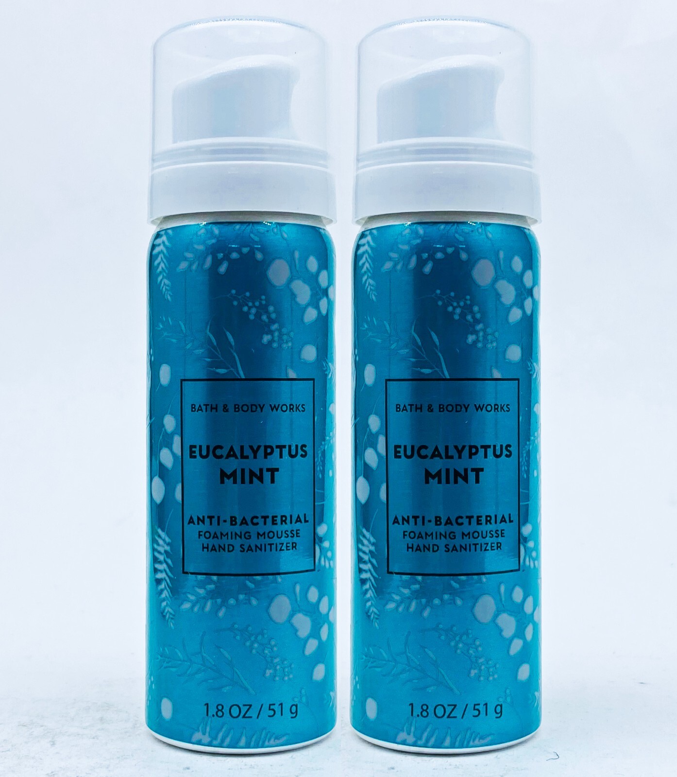 2 Bath Body Works EUCALYPTUS MINT Antibac Foaming Mousse Hand Sanitizer 1.8 oz