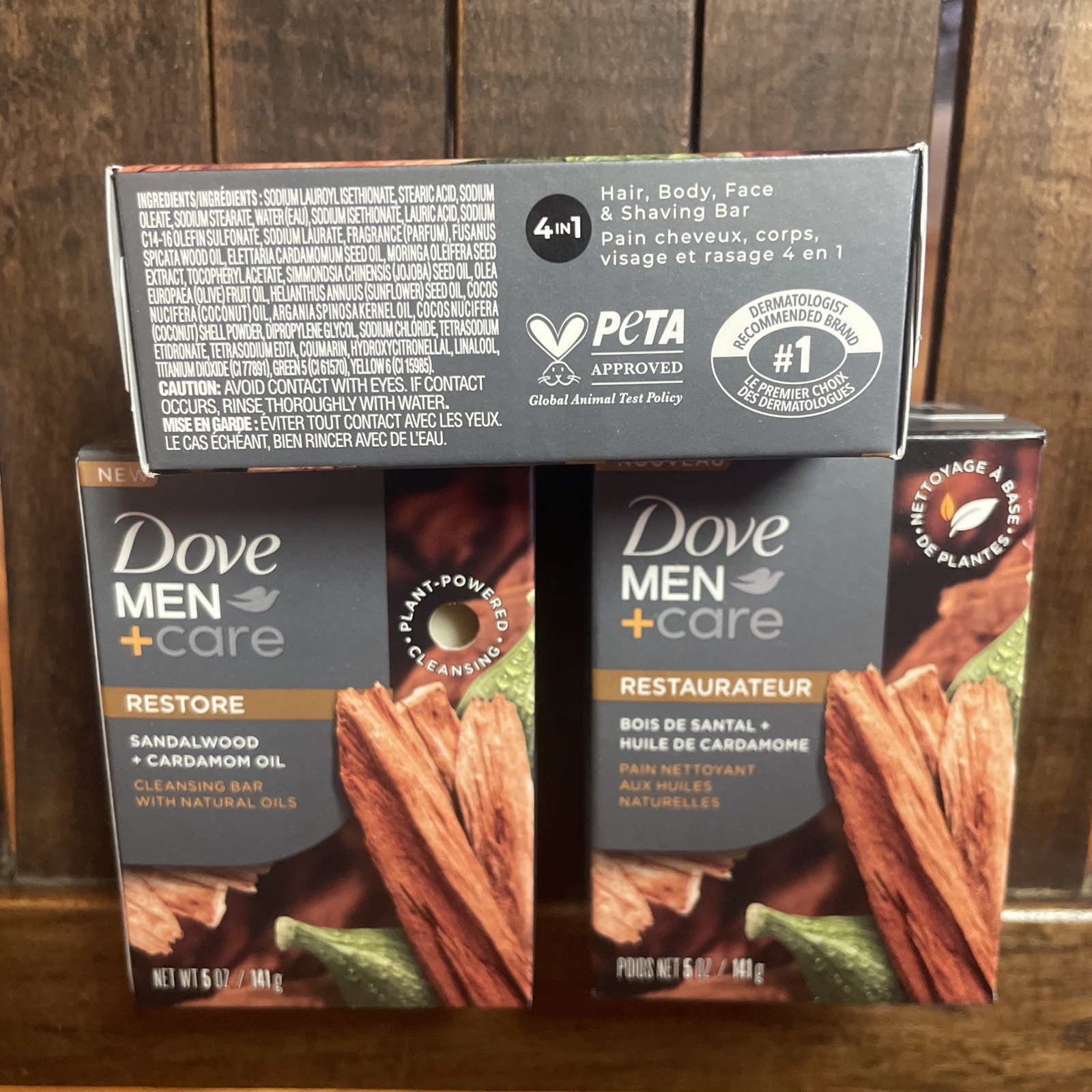 Dove Men+Care Cleansing Bar Soap Sandalwood + Cardamom Oil, 5 oz – 3 Pack