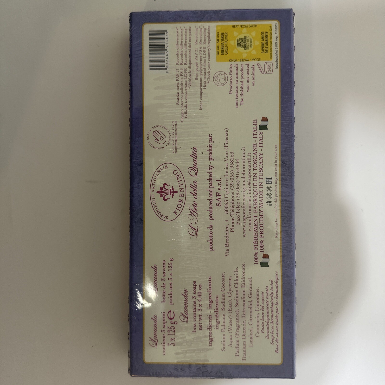 Handmade New Florentine Soaps Lavender Italian Made 3 Units 4.40oz Each