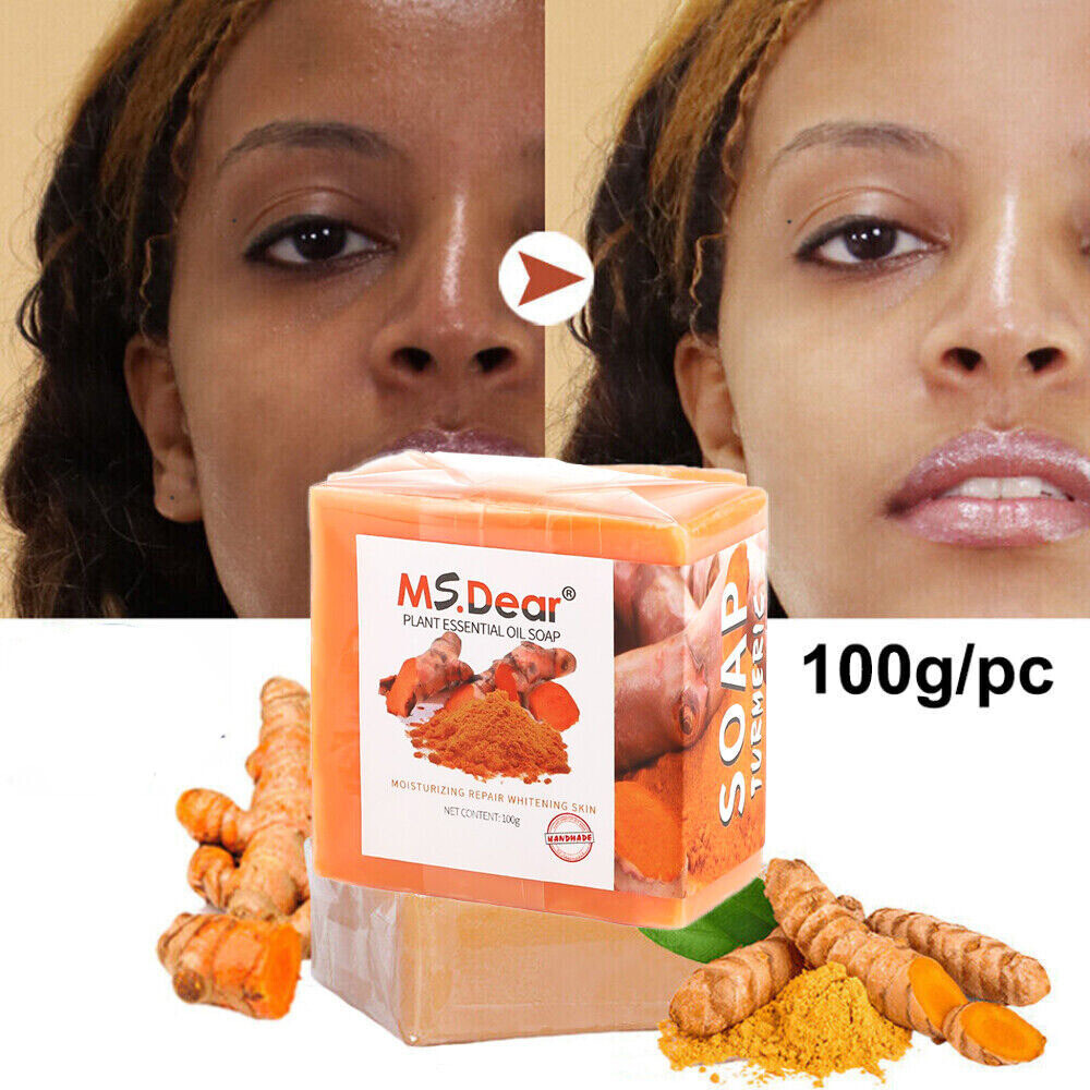 2x Tumeric Soap Acne Dark Spot Removal Skin Whitening Facial Body Bleaching Soap
