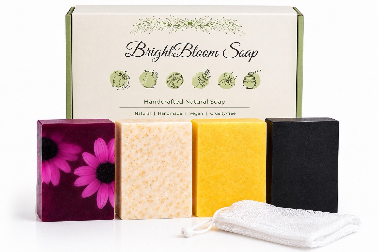 Natural Soap Gift Set for Women 4 Pack Handmade Natural Soap
