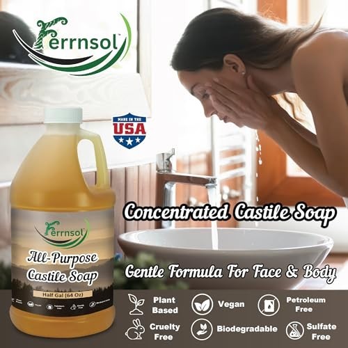Unscented Castile Liquid Soap Refill 64oz – Natural Multi-Purpose, Non-Toxic