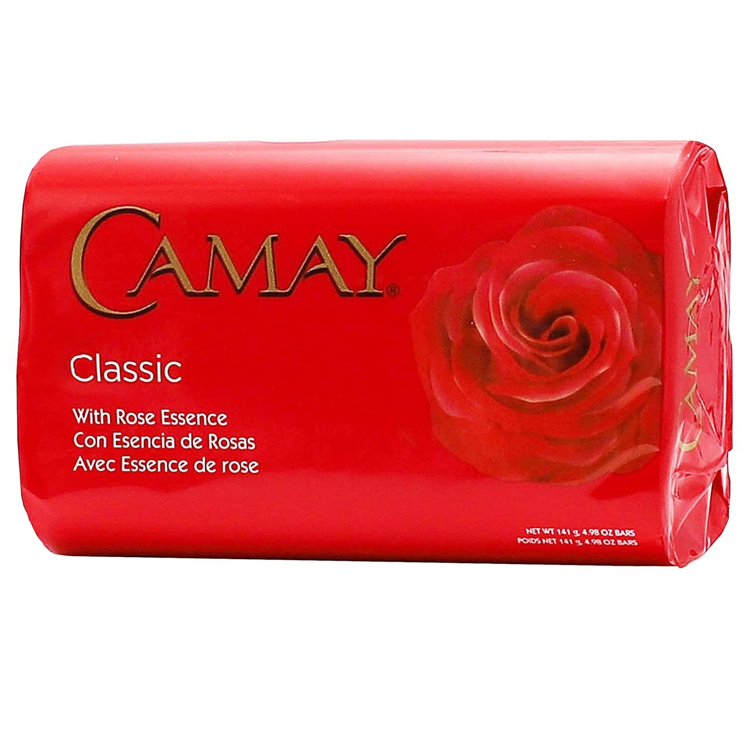 Camay Classic Bar Soap, with Rose Essence, 4.98 Ounce (Pack of 6)