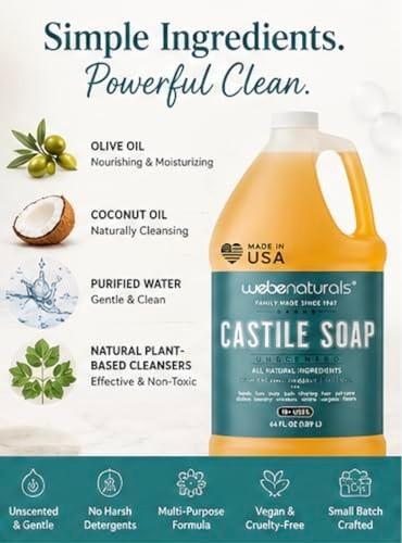 Pure Castile Soap Liquid Organic, Certified Palm 64 Fl Oz (Pack of 1) Unscented